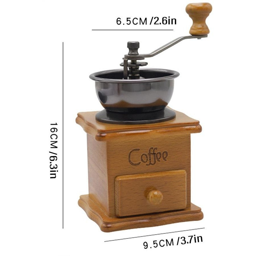 Vintage Manual Coffee Bean Grinder | Classic Hand Coffee Machine | Retro Grinding Rustic Charm | Fresh Beans