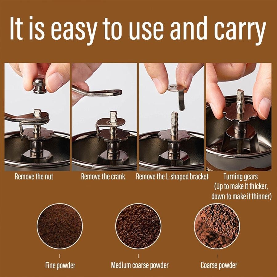 Vintage Manual Coffee Bean Grinder | Classic Hand Coffee Machine | Retro Grinding Rustic Charm | Fresh Beans