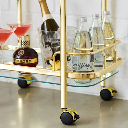 Portable Bar Cart | Dessert Entertaining Drinks Trolley Wine Coffee Kitchen Rack Glass Holder