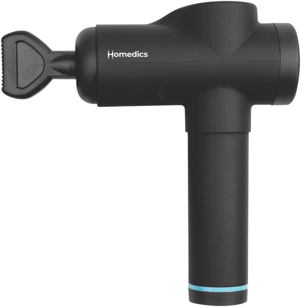 Homedics Percussion Massager Gun - Cordless Rechargeable Deep Tissue Handheld Massage 4 Attachments, 30 Power Levels,