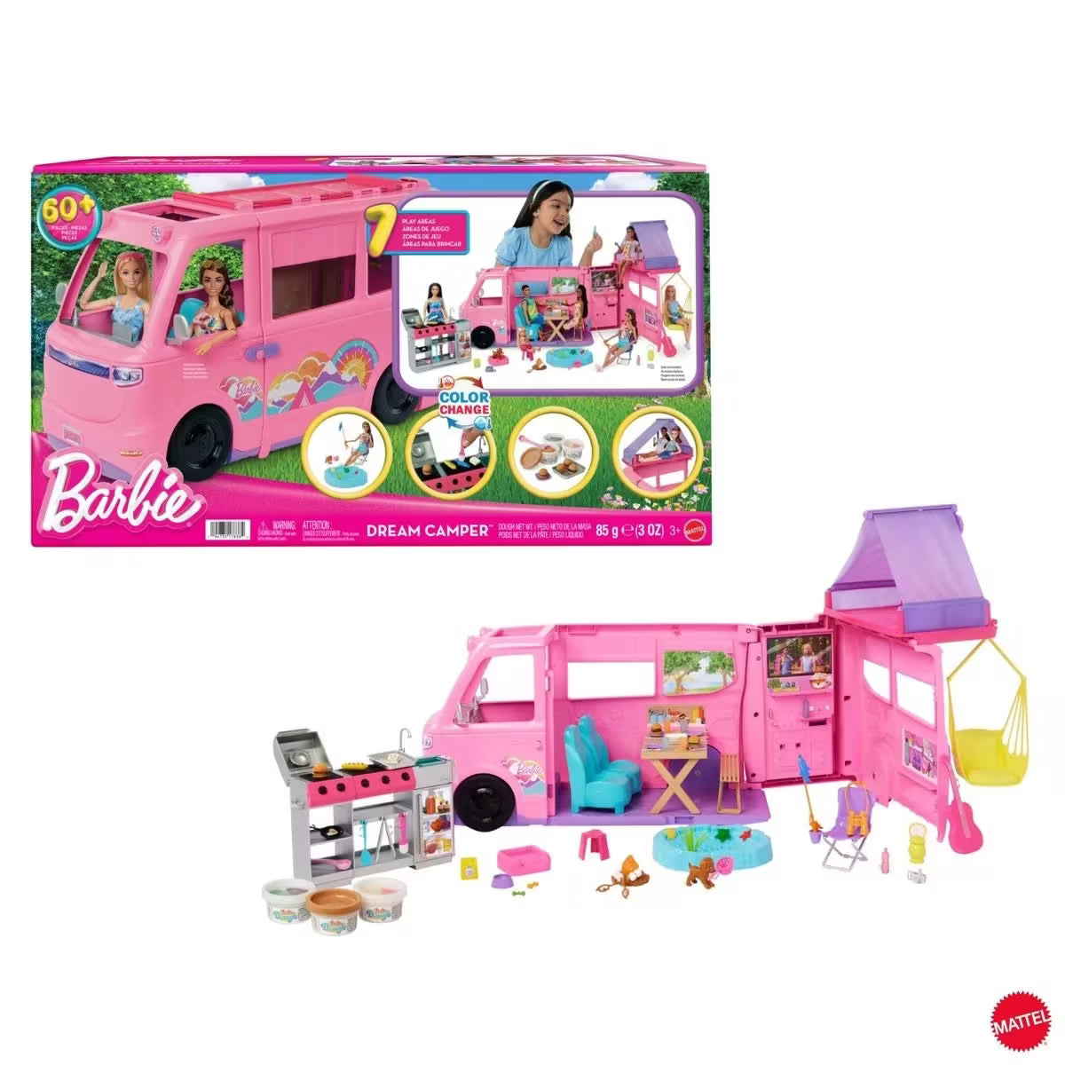 Barbie Camper Dreamcamper Toy Playset With Pool | Girls Kids Pretend Camping Playset