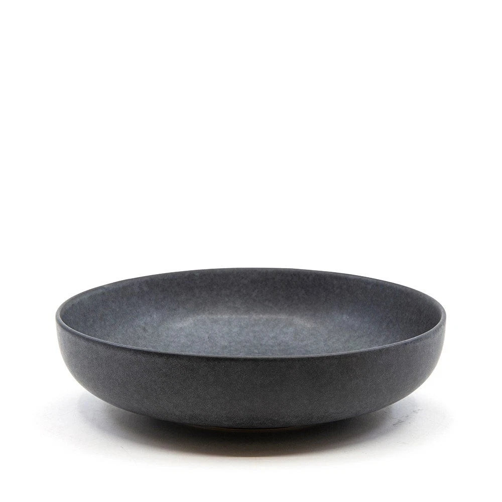 12pc Salt & Pepper Dinner Set | 4 Person Stoneware Dining Plates Bowls | Modern Stone Dinnerware Set