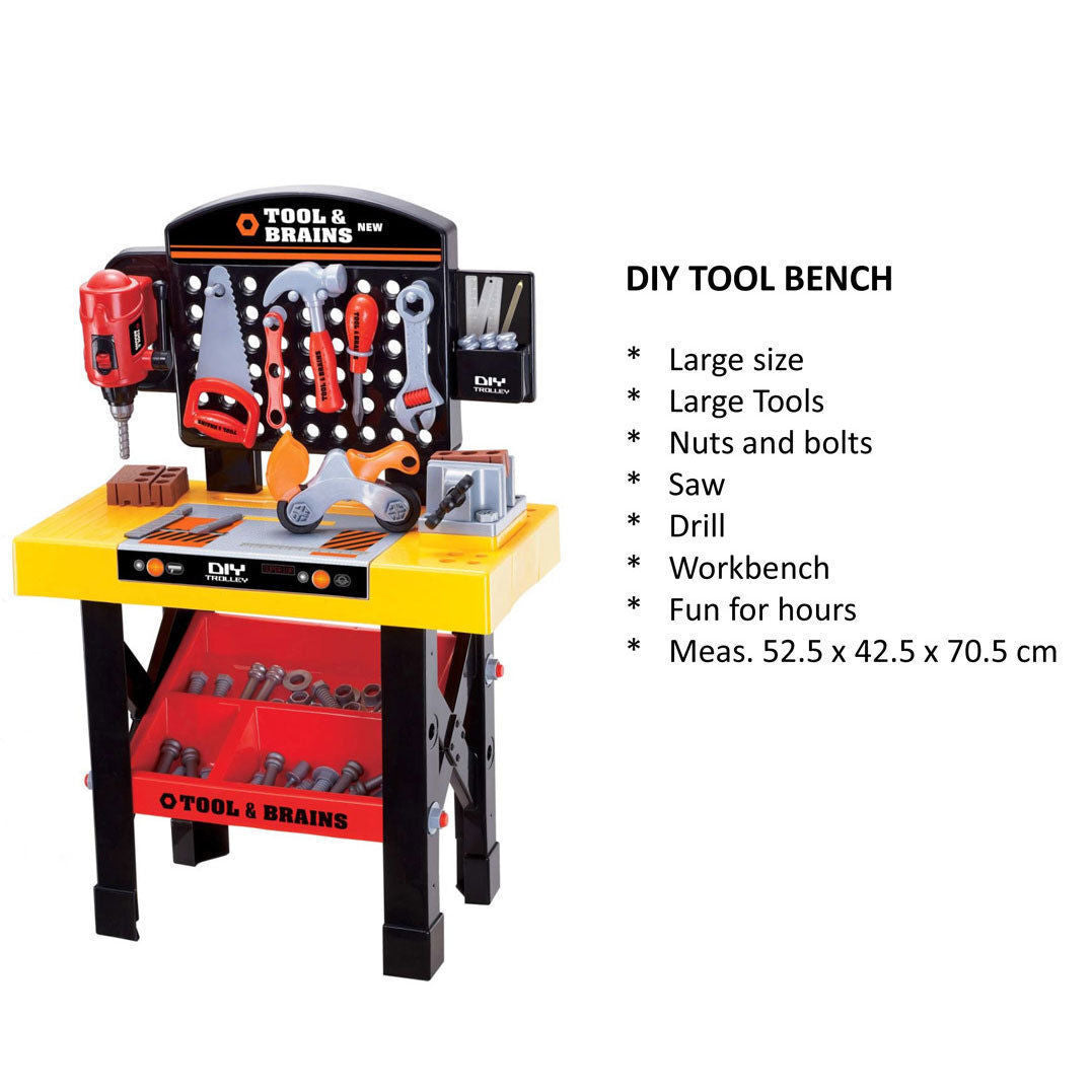 Kids Pretend Workbench | Boys Toddler Preschool Toys Construction Set with Nails, Saw, Spanner, Drill
