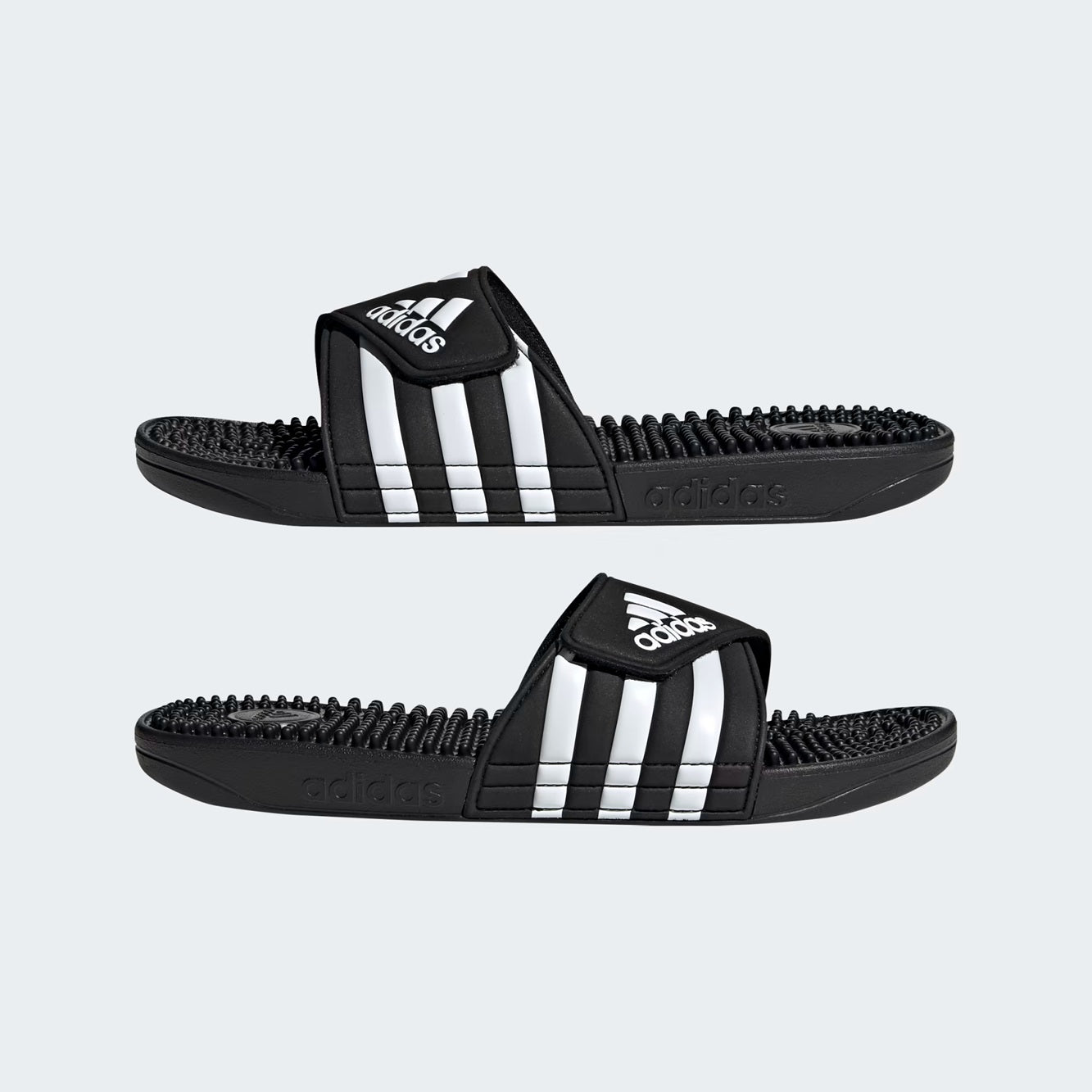 adidas Adissage Slides | Unisex Massage Support Slide On Shoes Nubby Footbed - Black/ White
