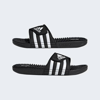 adidas Adissage Slides | Unisex Massage Support Slide On Shoes Nubby Footbed - Black/ White
