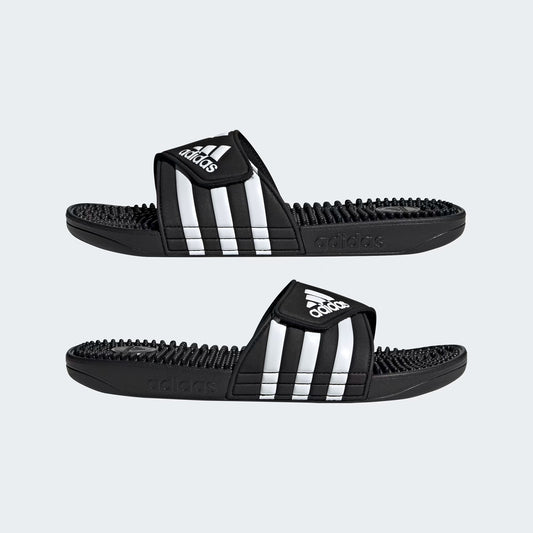 adidas Adissage Slides | Unisex Massage Support Slide On Shoes Nubby Footbed - Black/ White