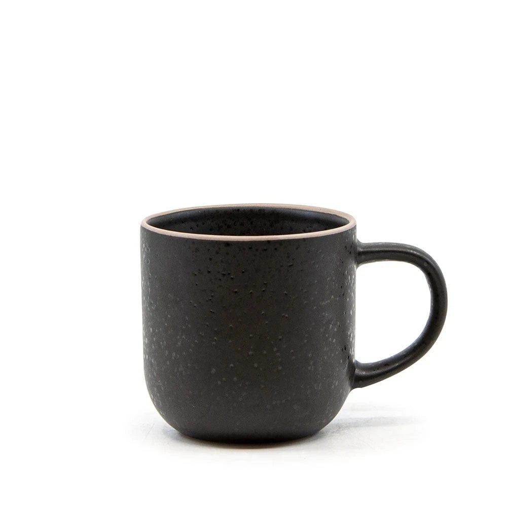 4x Salt & Pepper Stone Mugs | 380ml Black Stoneware Coffee Tea Hot Drink Cup Beverage Microwave Safe