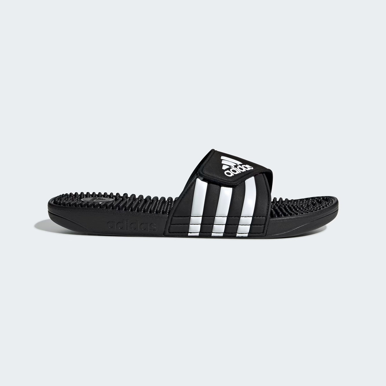 adidas Adissage Slides | Unisex Massage Support Slide On Shoes Nubby Footbed - Black/ White