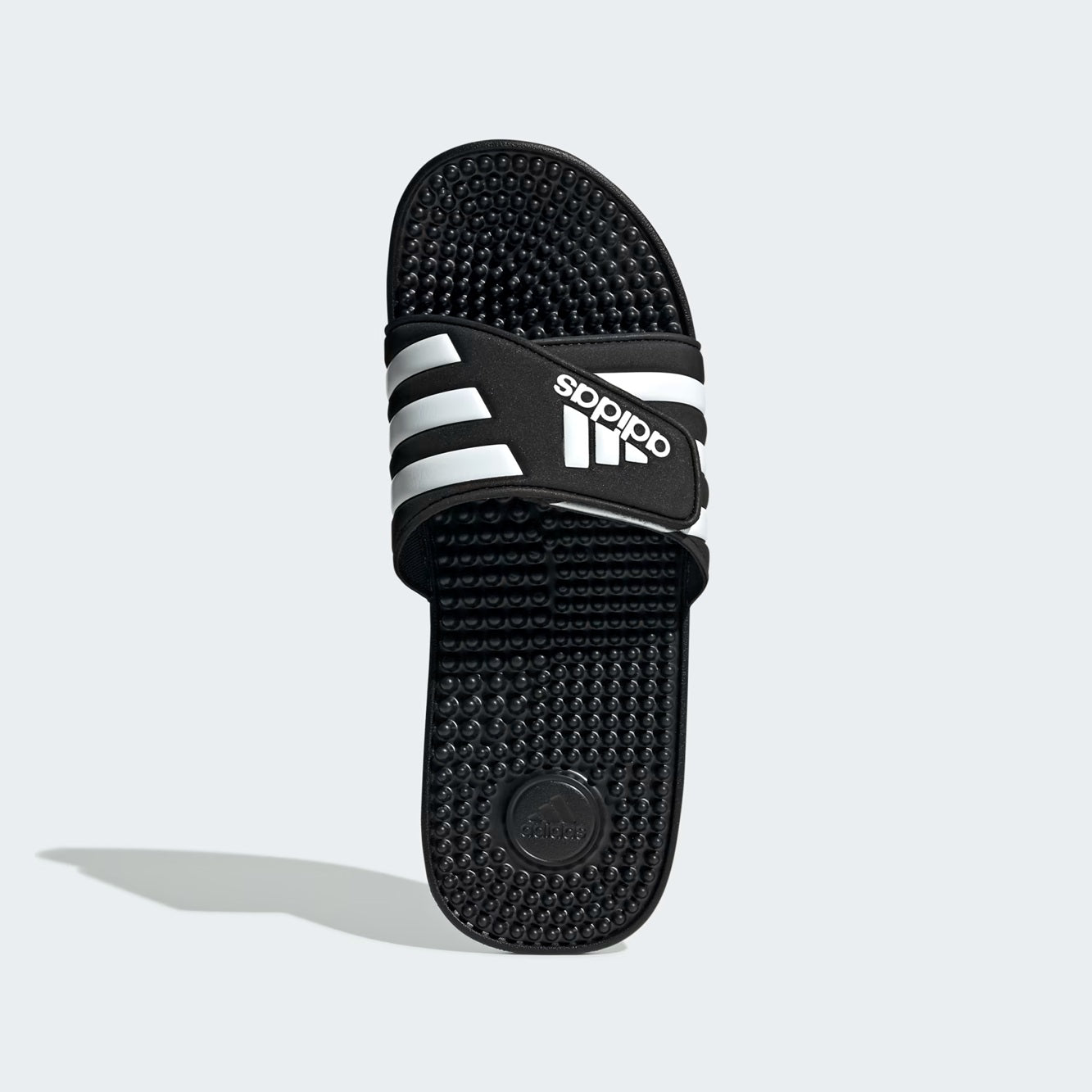 adidas Adissage Slides | Unisex Massage Support Slide On Shoes Nubby Footbed - Black/ White