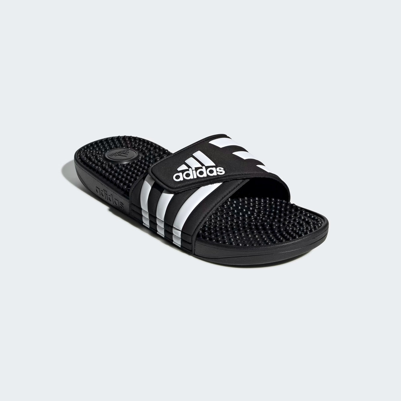 adidas Adissage Slides | Unisex Massage Support Slide On Shoes Nubby Footbed - Black/ White