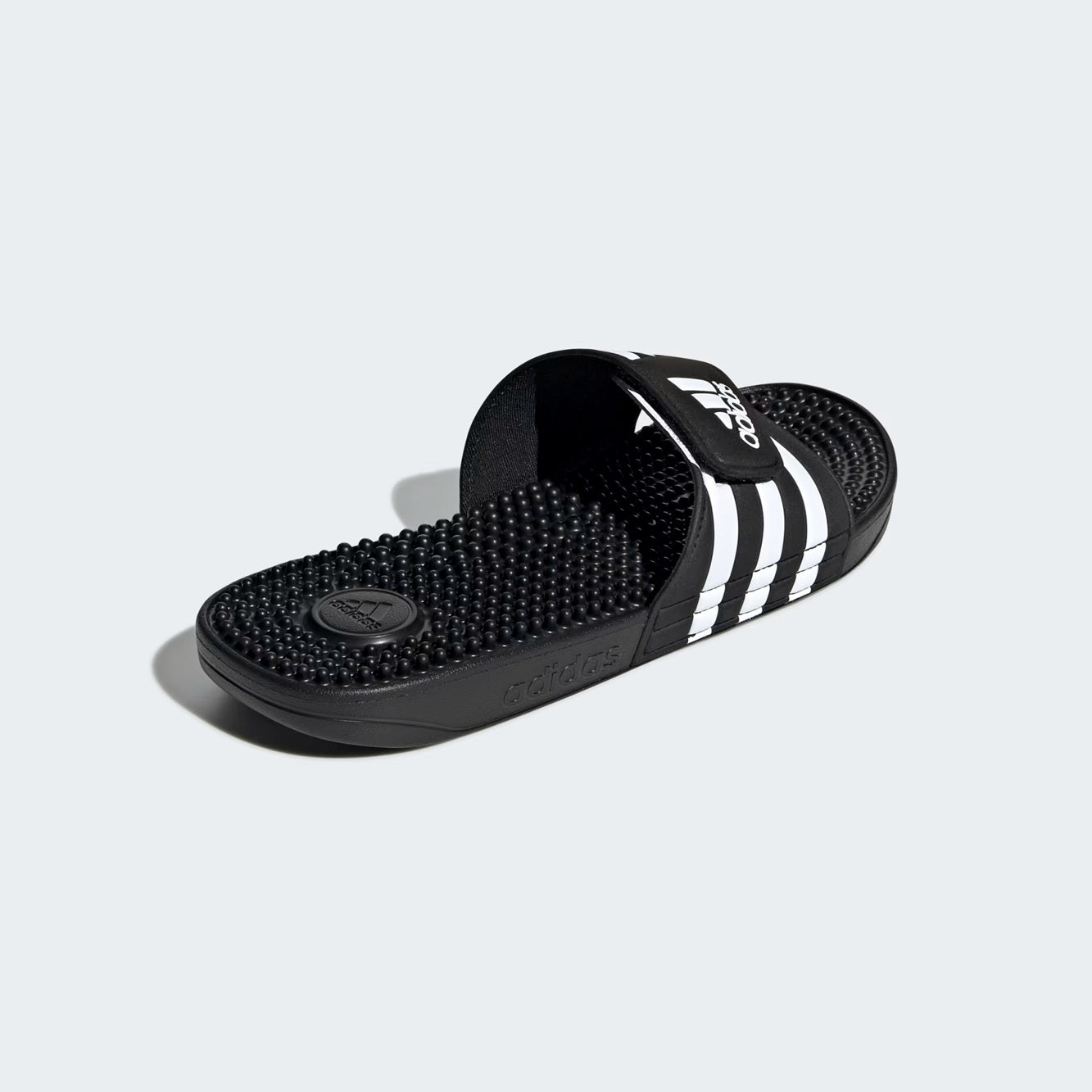 adidas Adissage Slides | Unisex Massage Support Slide On Shoes Nubby Footbed - Black/ White