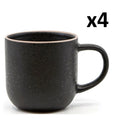 4x Salt & Pepper Stone Mugs | 380ml Black Stoneware Coffee Tea Hot Drink Cup Beverage Microwave Safe