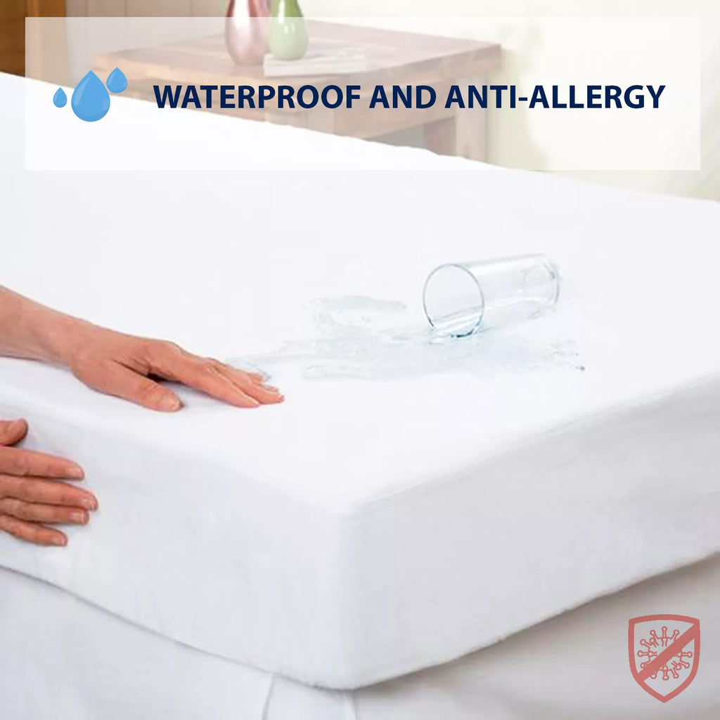 KING Size Fitted Waterproof Mattress Protector | King Bed Matress Non-Woven Spill Stain Protection | Fitted Skirt | Fully Waterproof