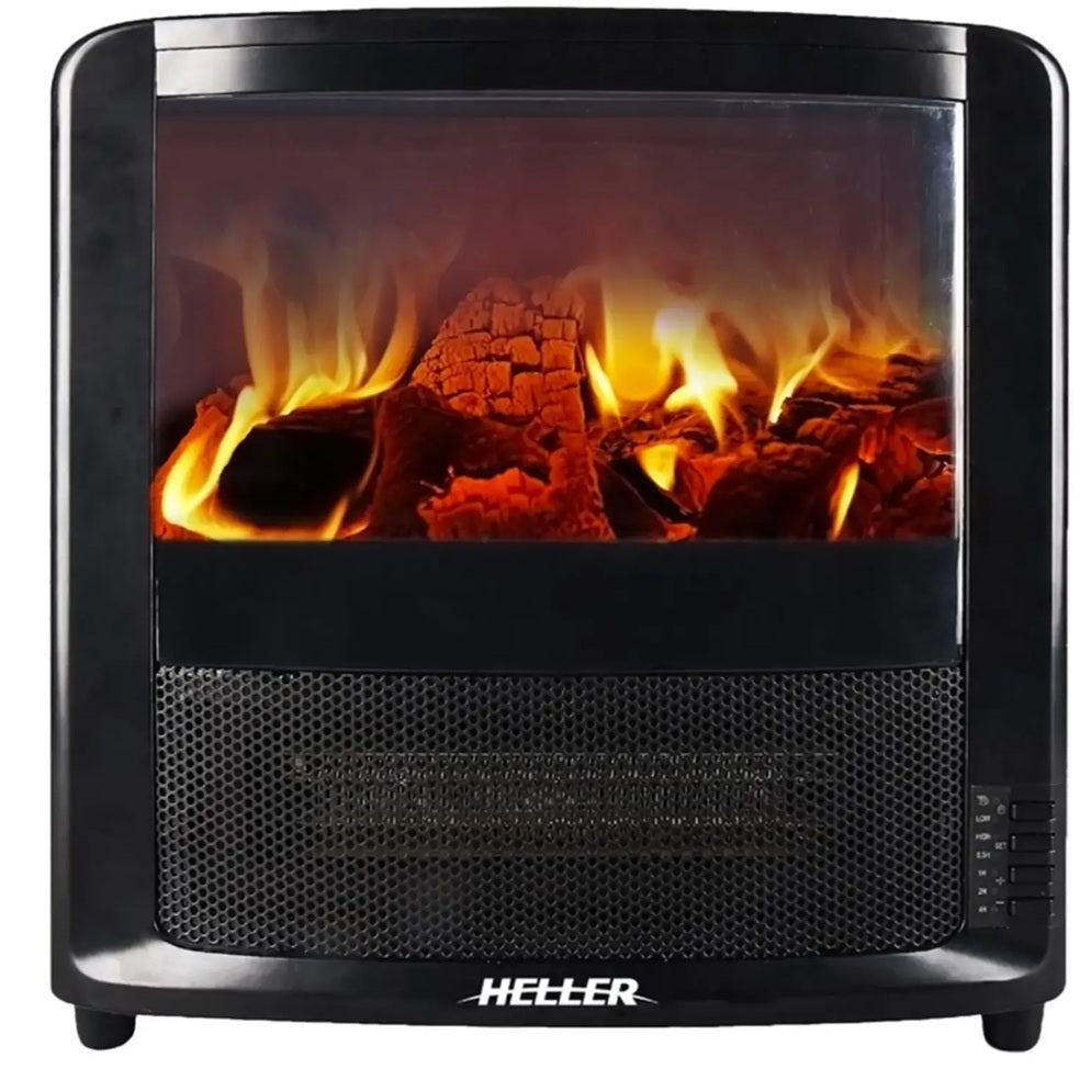 2000W Electric Fireplace Fan Heater | Log Style Flame Effect Bedroom Heating Warmer