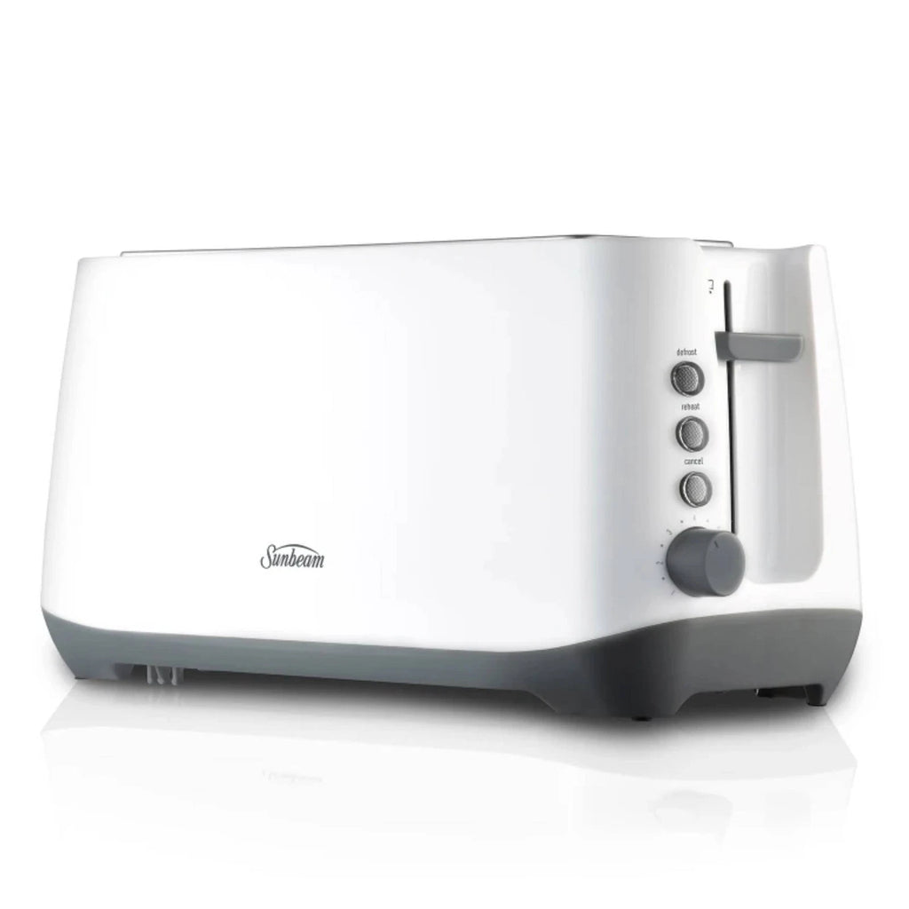 Sunbeam 4 Slice Toaster, White Electric Bread Toast Maker, Modern Kitchen Appliance