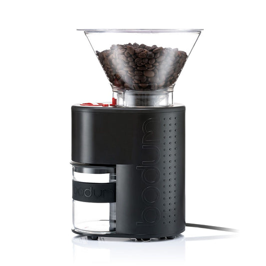 BODUM Large Coffee Bean Grinder | 220gram Electric Adjustable Blade Grinding Stainless Steel Blades | 12 Grind Settings Auto Grinding