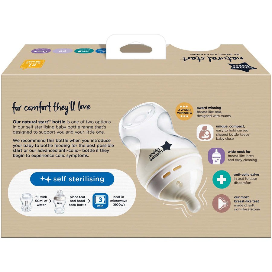 3Pack Tommee Tippee 0+ Month Baby Newborn Bottles Easy Switch Breast to Bottle Natural Start - Natural Latch Anti-Colic, BPA FREE, Leak Proof