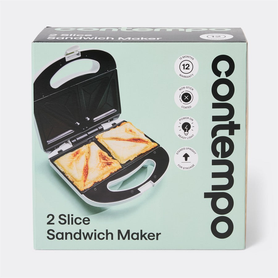 2 Slice Sandwich Maker Electric Jaffle Sandwich Maker Stainless Steel Grill Toasted Toaster