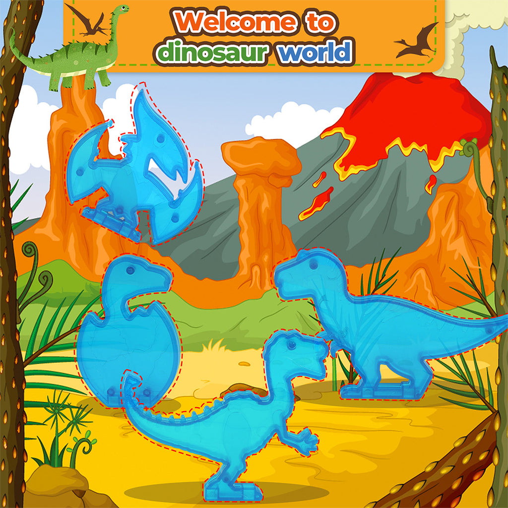 100 Pieces Magnetic Tiles Starter Kit Kids Dinosaur Playing Building Blocks Preschool STEM Learning