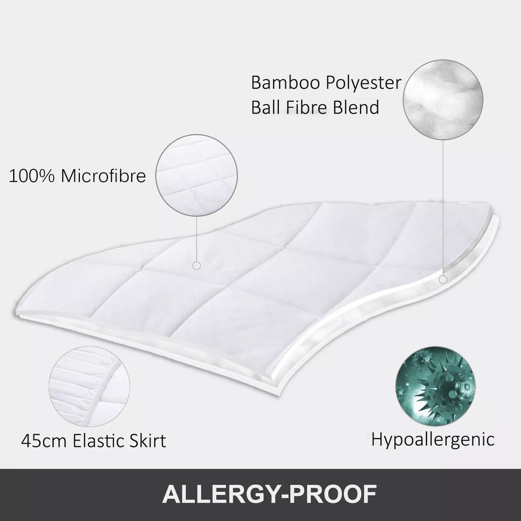 QUEEN Pillowtop Mattress Protector | Luxury Bamboo Matress Topper Underlay 1000GSM | 45cm Skirt