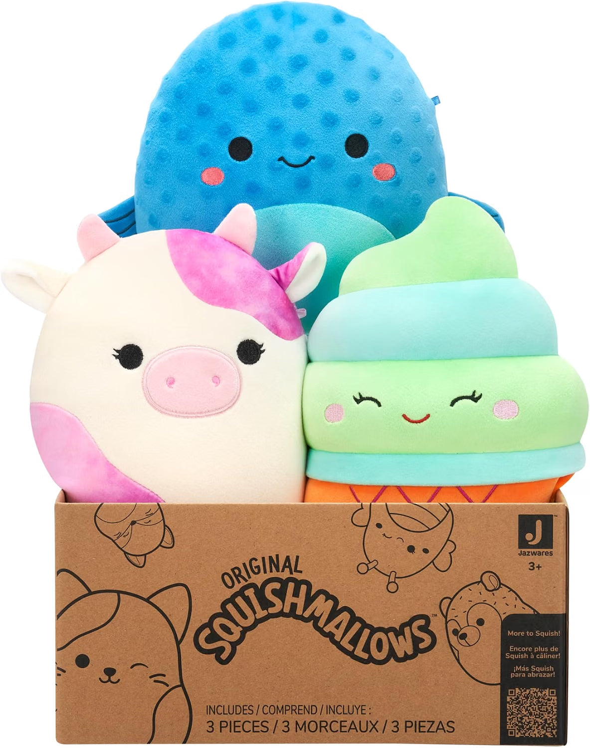 Squishmallows Mystery (blind Box) Surprise Pack  Includes 3x 8Inch Original Squishmallows Plus Toys