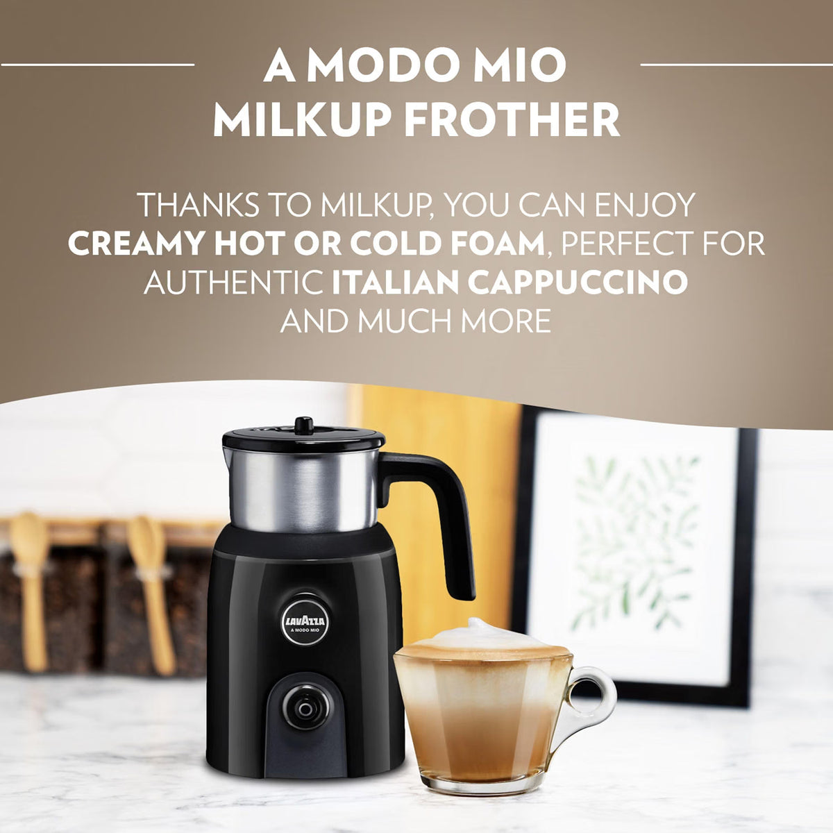 Lavazza Electric Milk Frother Stainless Steel Creamy Hot or Cold Foamer - Accessory for Coffee Machine