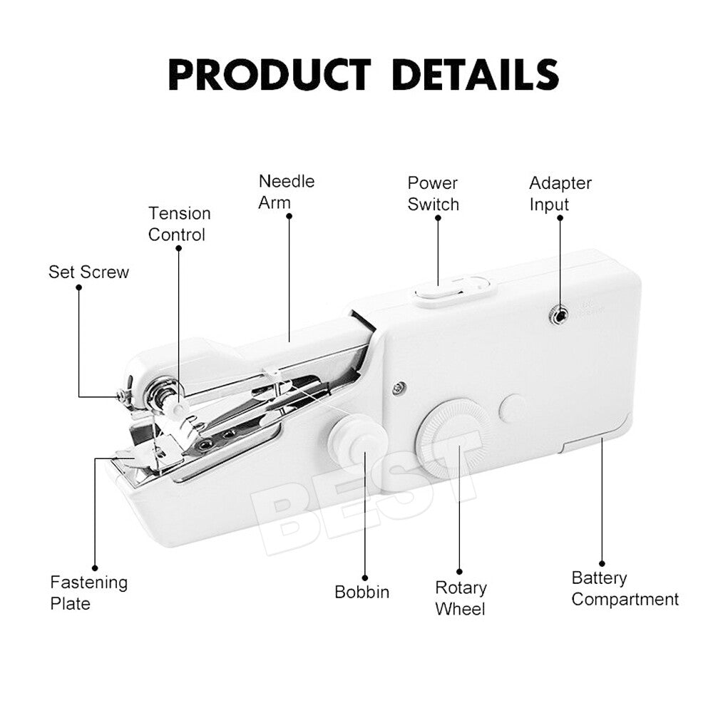 Mini Cordless Sewing Machine, Portable Handheld Clothes Stitcher, Garment Stitch Home Clothes