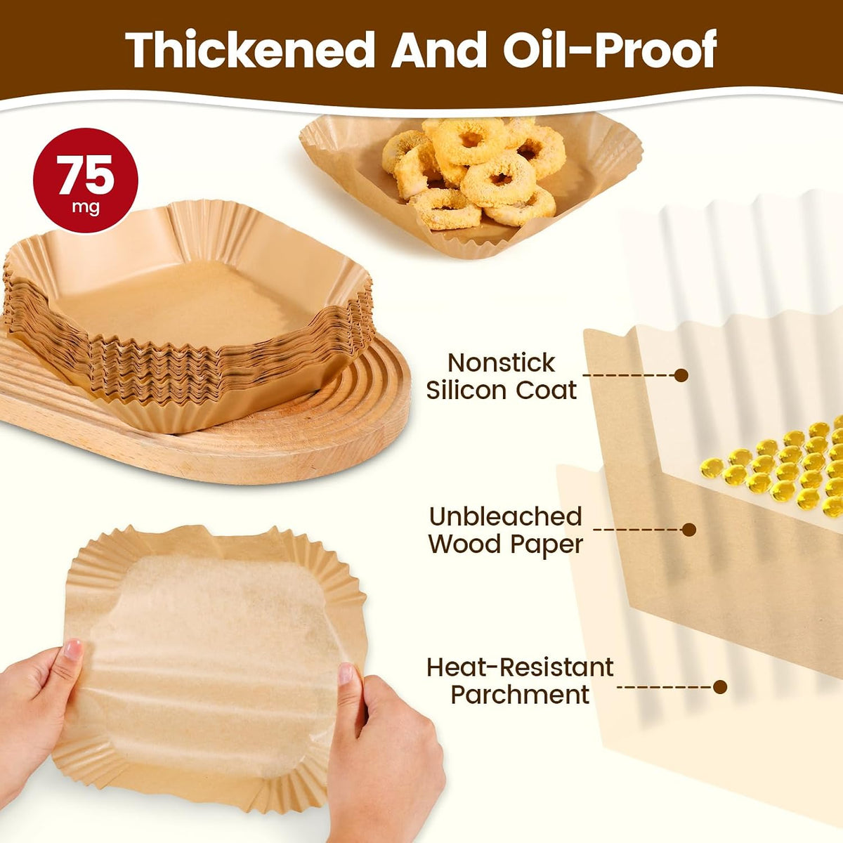 200x Air Fryer Liners 3-5.7L Heavy Duty Airfryer Liner Less Mess, Disposable Parchment Paper Liners