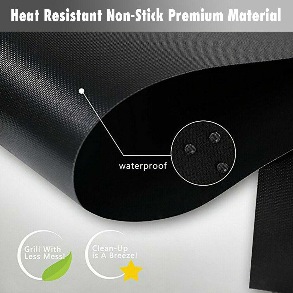 5x BBQ Grill Mat Reusable Baking Cooking Sheets Non-Stick Barbecue Heavy Duty