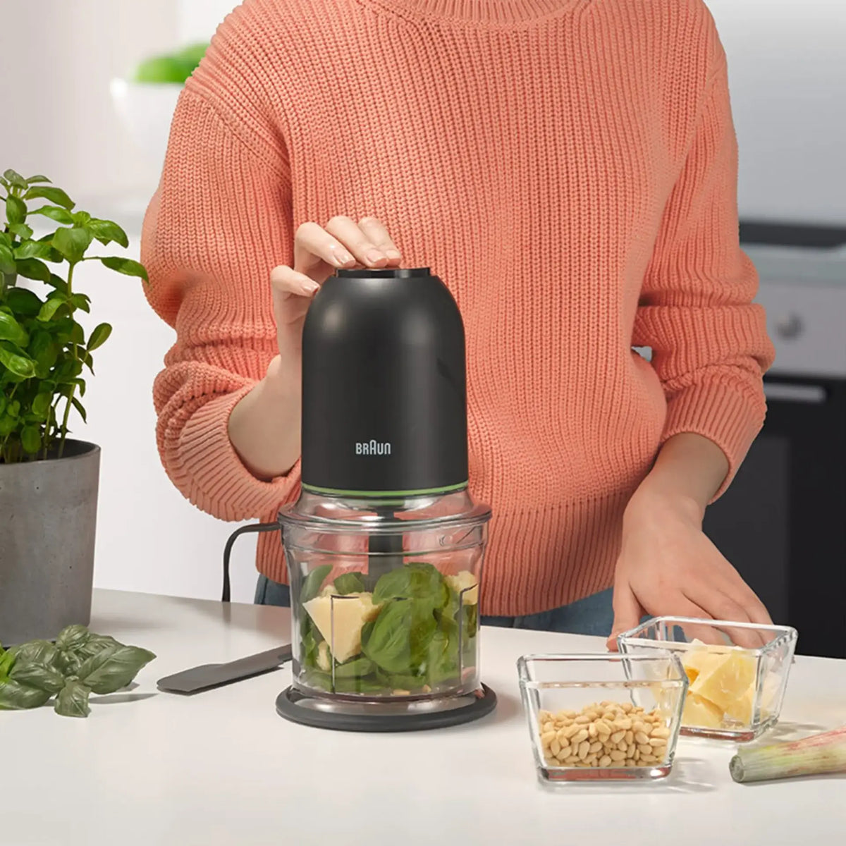 Braun Electric Garlic Food Chopper | Vegetable Meat Grinder Blender Crusher Crushing 500ml