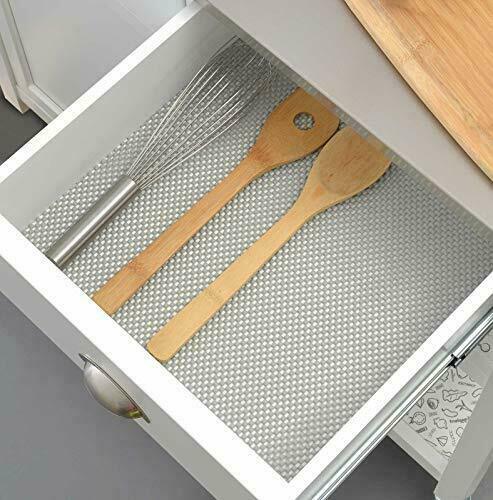 3x Rolls Anti-Slip Kitchen Draw Organiser Mats, Reuseable Anti-Slip Rug Cupboard Underlay Liner Shelving Liner