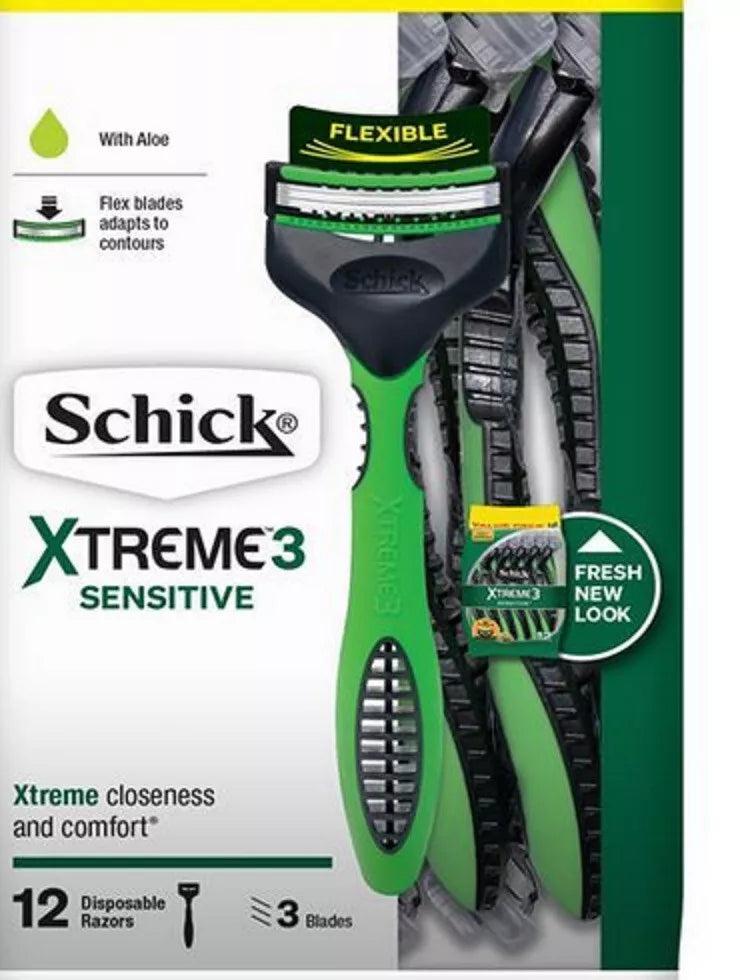14 Pack Schick Mens Razors Shavers Sensitive Xtreme3 Close Shave Shaving Aloe
