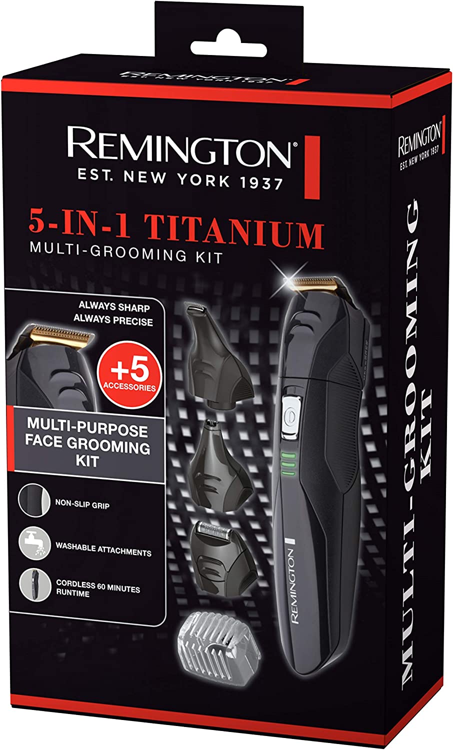 Remington Cordless Beard Trimmer | Men's Hair Body Hair Clipper Shaver, Nose Ear Trimmer