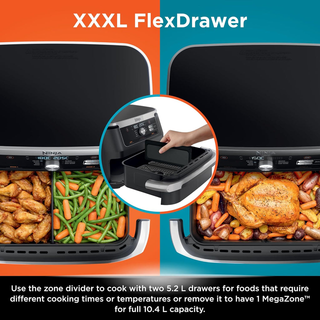 Ninja Air Fryer Dual Basket | 2x 5.2L Double Tray Airfrying Healthier Cooking | Air Roast Dehydrate