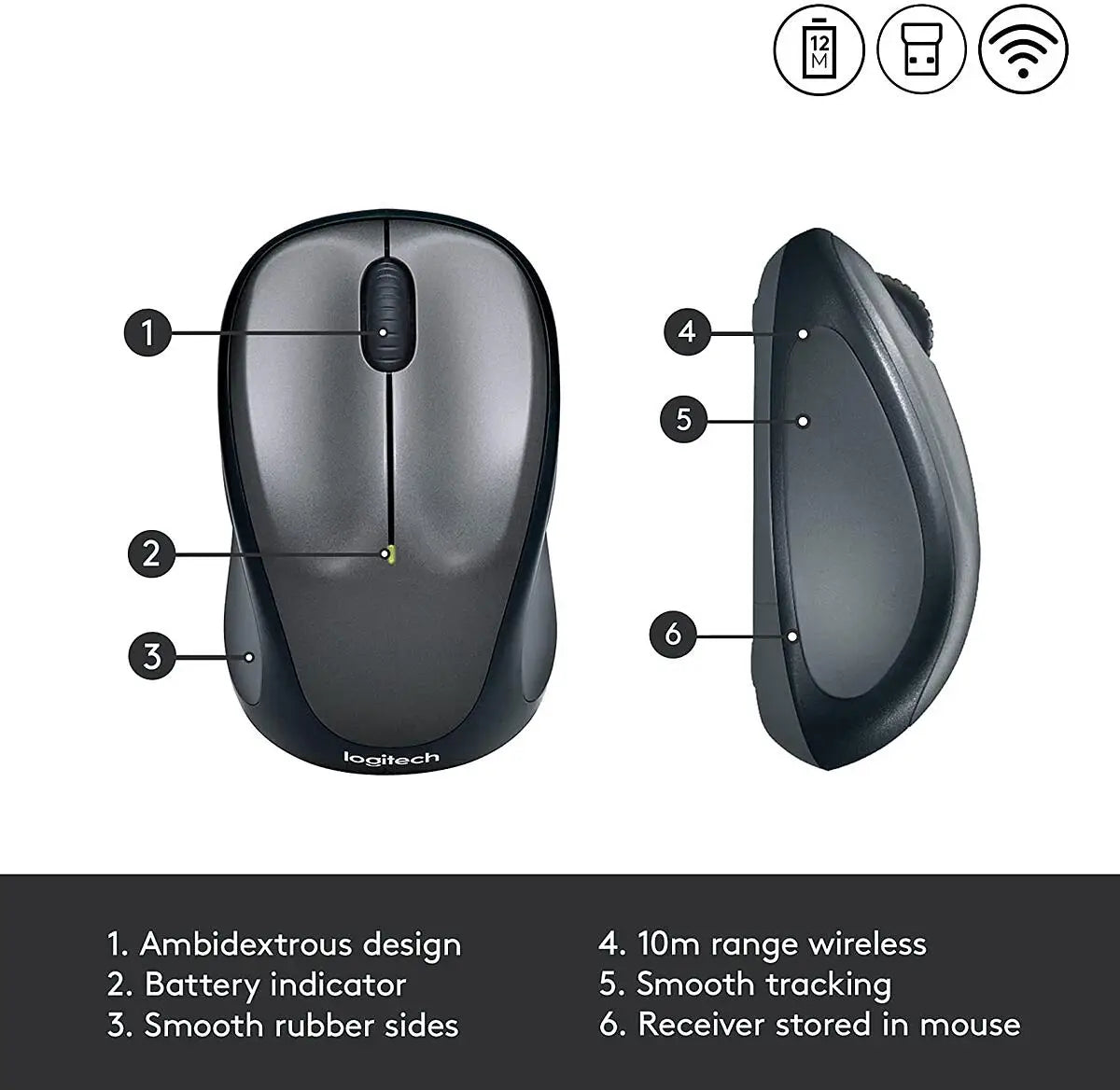 Logitech Wireless Bluetooth Mouse | Slim Soft Rubber Grips | Computer Laptop School Work