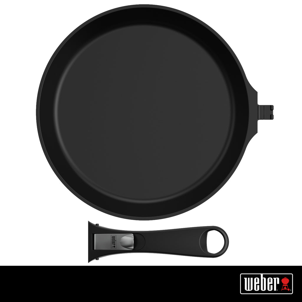 Weber Large Fry Pan |  Titanium Frying Pan Scratch Resistant | Suits Gas Barbecue | Detachable Handles