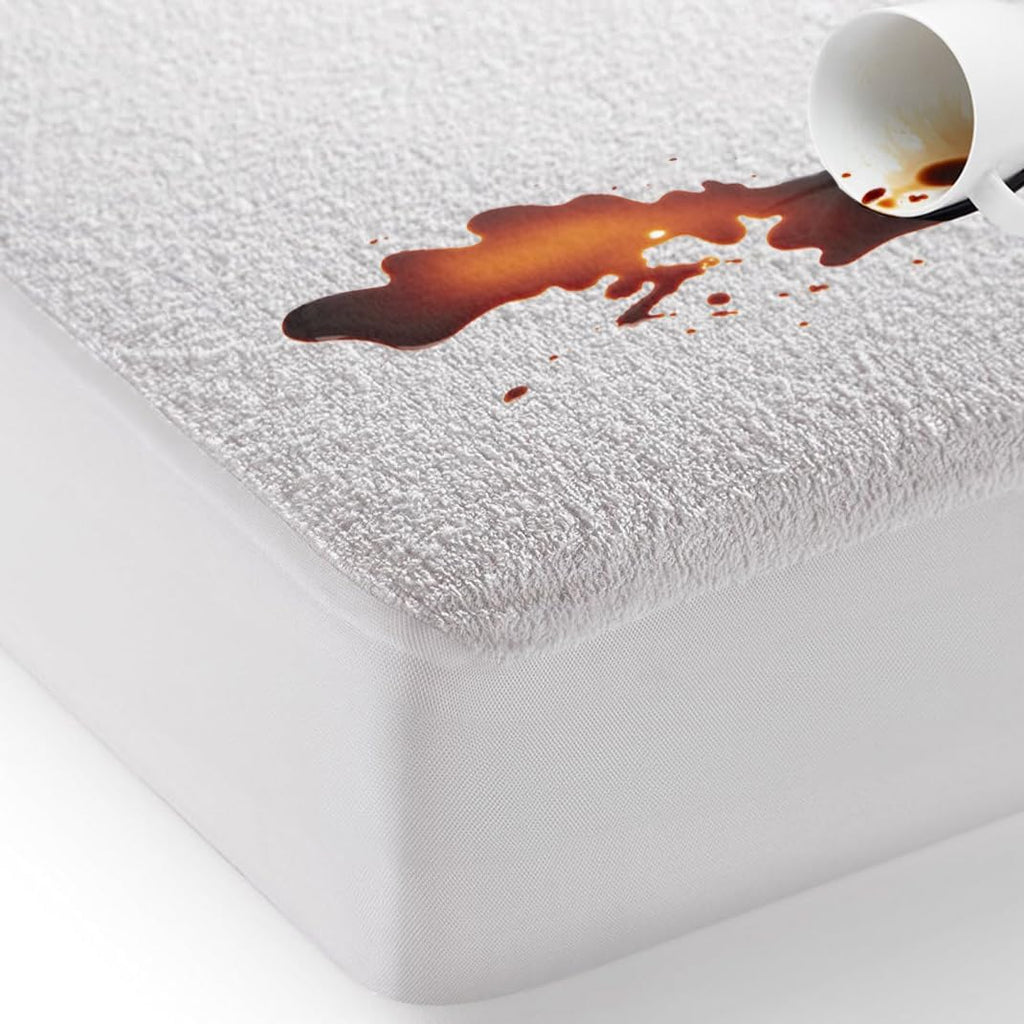 Queen Size Waterproof Mattress Protector | Spill Stain Matress Protection | Fully Fitted Terry Cotton Bedding