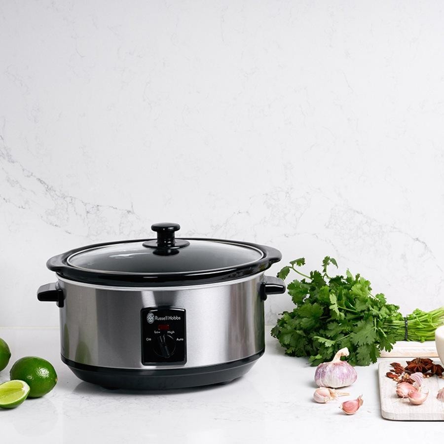 Russell Hobbs Slow Cooker 3.5L | Overnight Stainless Steel Ceramic Curry Meat Stew Braise Pot