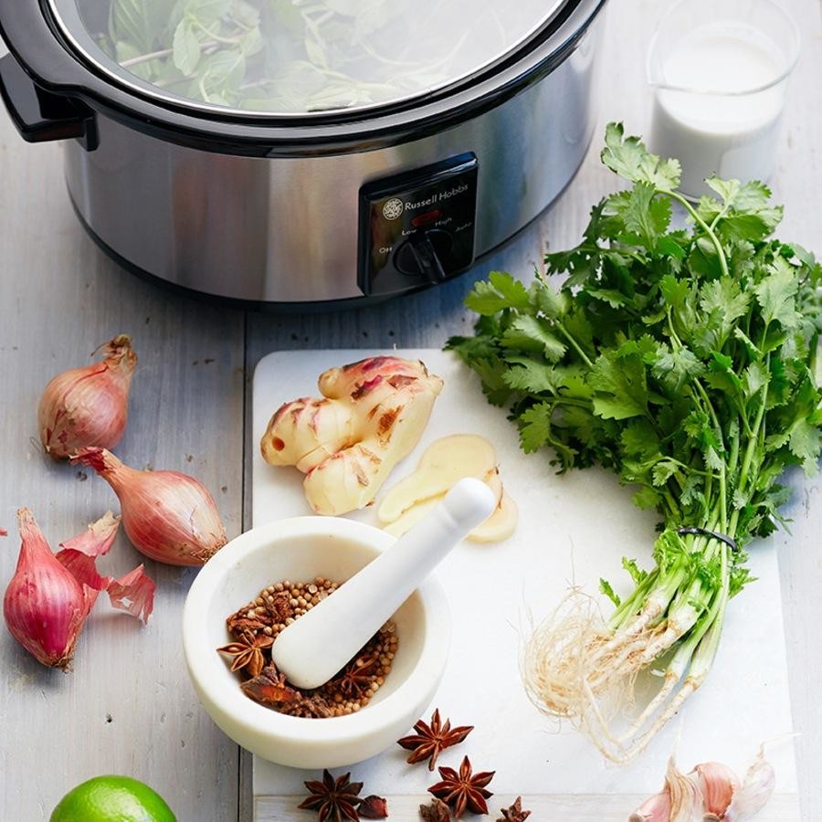 Russell Hobbs Slow Cooker 3.5L | Overnight Stainless Steel Ceramic Curry Meat Stew Braise Pot