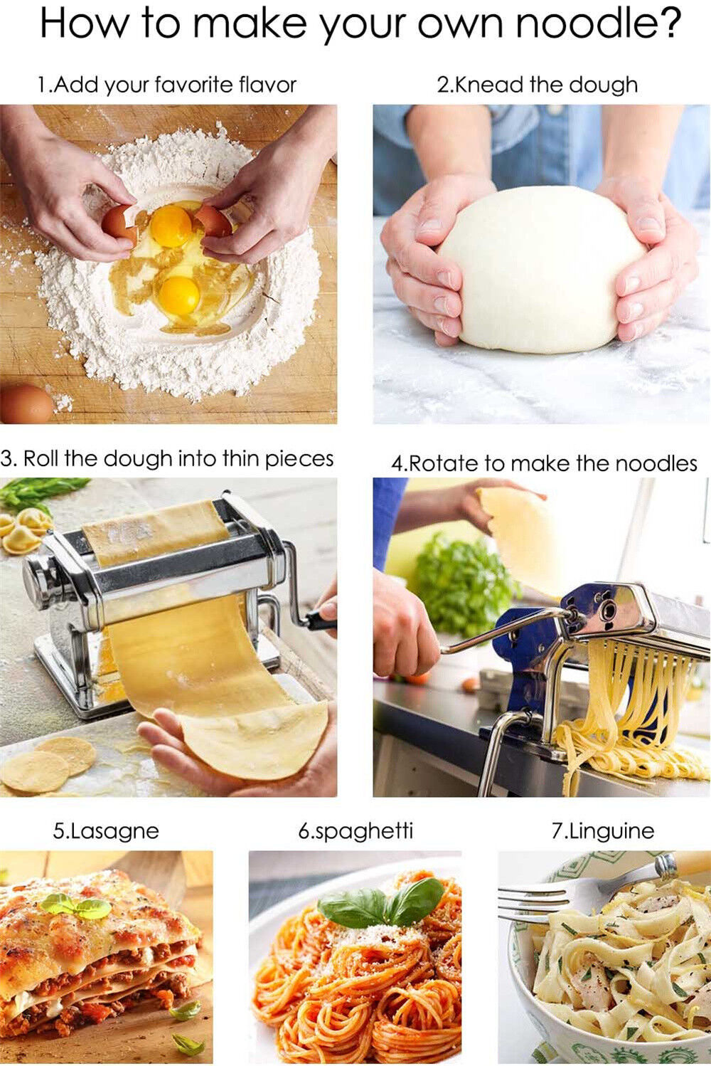 Pasta Maker Heavy Duty | Stainless Steel Noodle Fresh Pasta Dough Roller | Spaghetti Machine Cutter