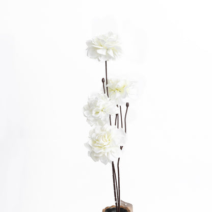 5x Artificial Peony Spray Long Stem White 90cm 4 Heads Flowers | Wedding Home Decor