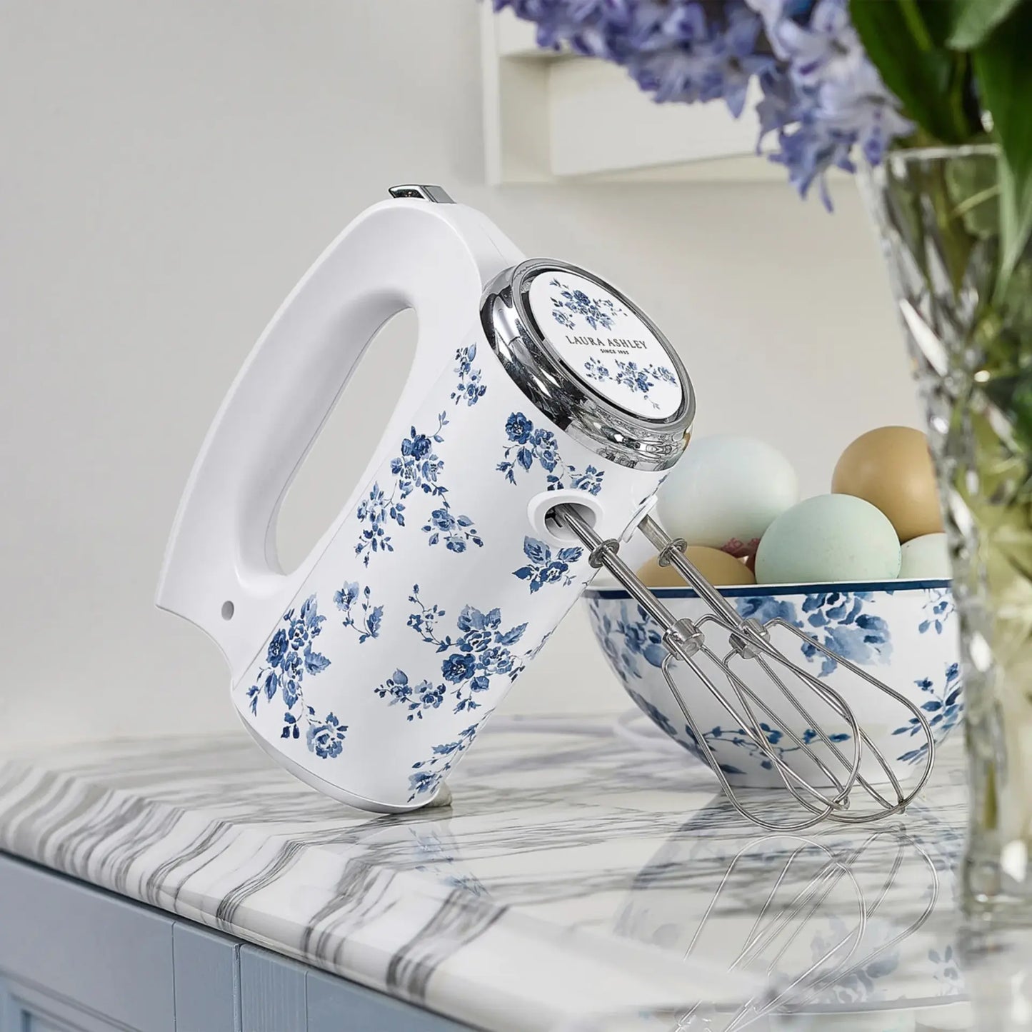 Laura Ashley Hand Mixer | Portable Electric Hand Blender Mixing Food Processor Whisk | 5 Speed Mix