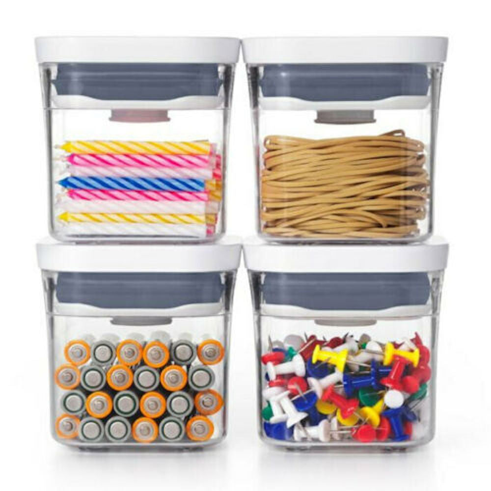 OXO 4 PC Container Storage Set | Mini Leftover Food Store Meal Prep Spice Nut Herb Airtight Craft Sewing