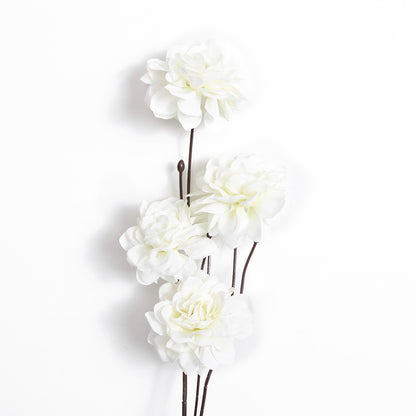 5x Artificial Peony Spray Long Stem White 90cm 4 Heads Flowers | Wedding Home Decor