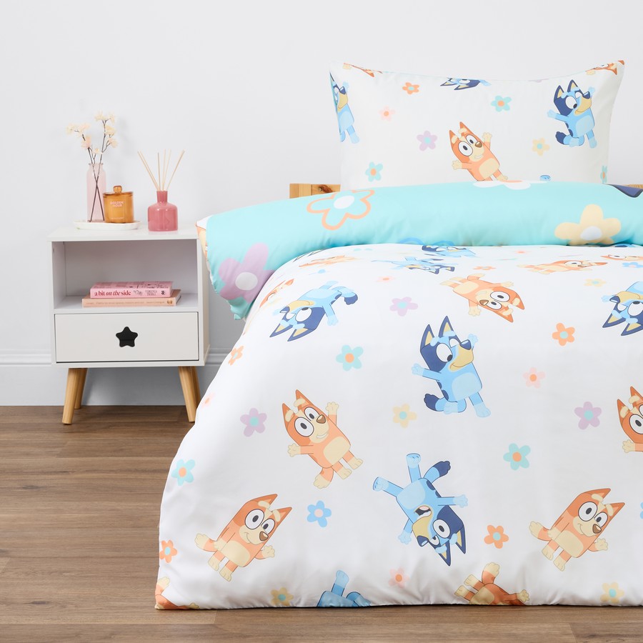 Bluey Colorful Reversible Single Doona Duvet Quilt Cover Bedding Set Toddler Preschool - Bluey Bingo TV Series Quilt Cover