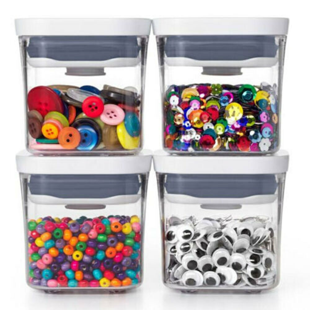 OXO 4 PC Container Storage Set | Mini Leftover Food Store Meal Prep Spice Nut Herb Airtight Craft Sewing