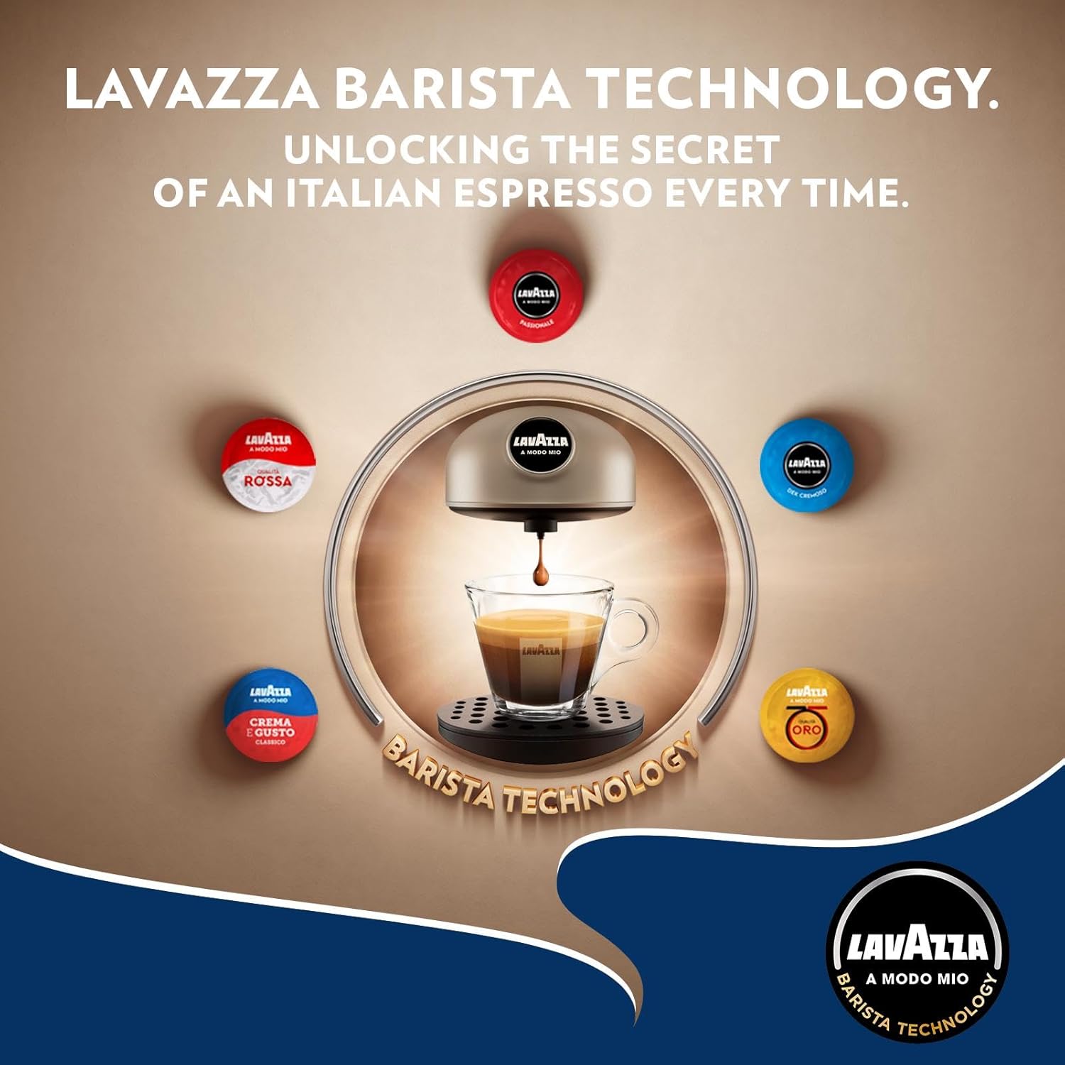 Lavazza Espresso Cappuccino Maker | Pod Capsule Coffee Machine | Electric Automatic Kitchen Appliance with 64 Pods