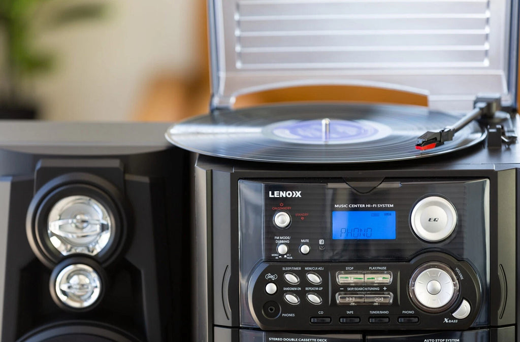 Music Hi-Fi CD Player, AM/FM Radio, Turntable Record Vinyl Player, Dual Cassette Recorder
