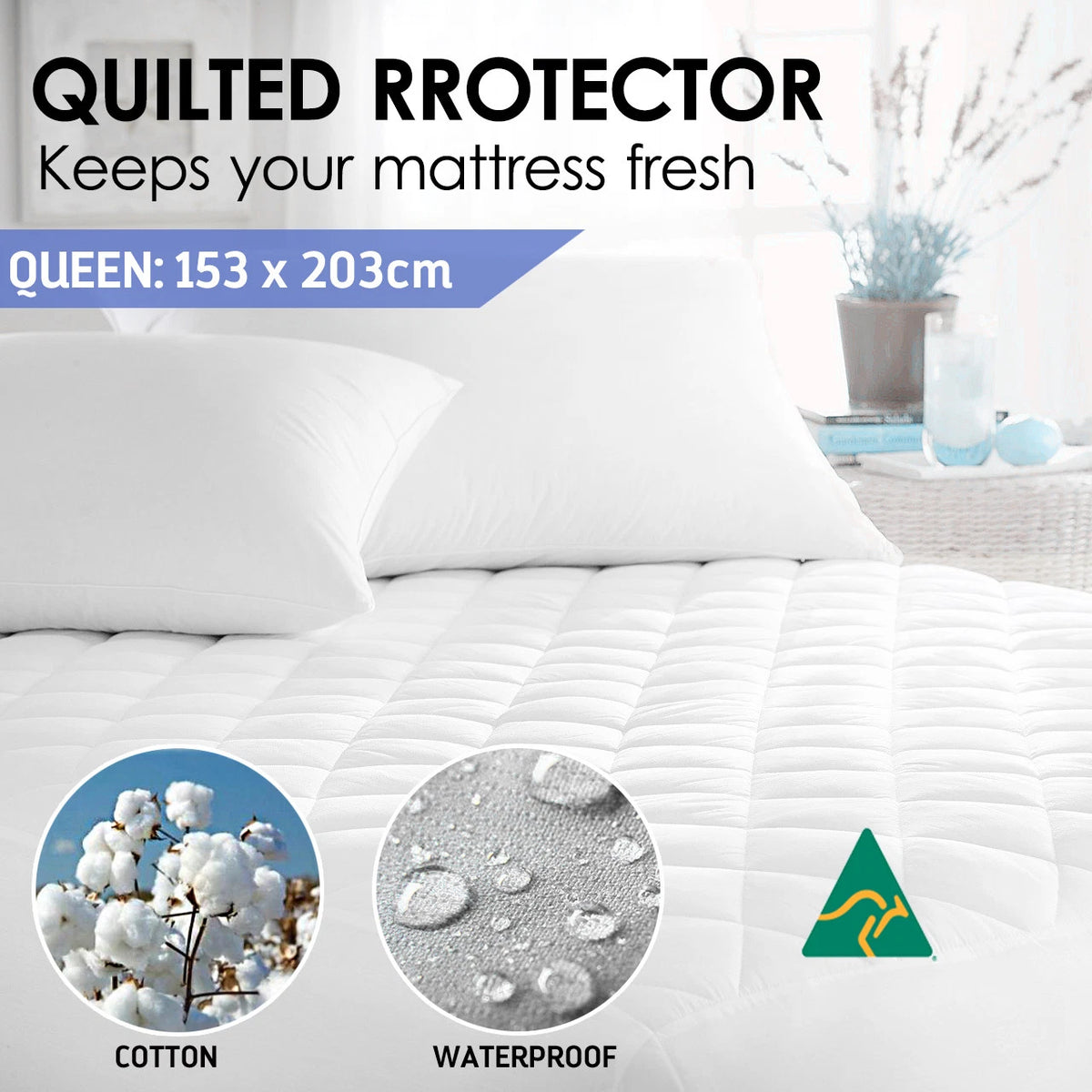 Queen Sized Quilted Fully Fitted Waterproof Mattress Protector Cover, Bedding Protection, Skirted,