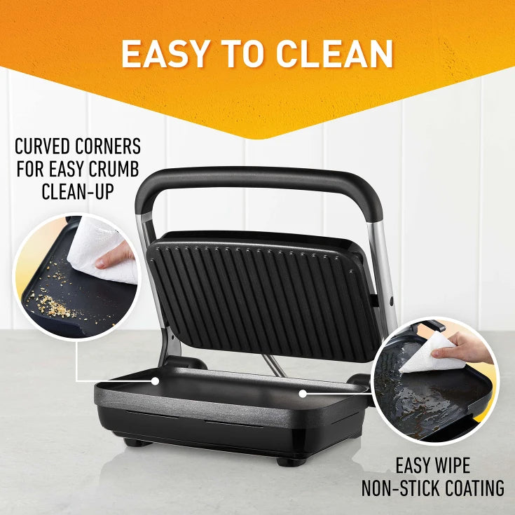 Sunbeam Sandwich Press | 2 Slice Toastie Jaffle Maker Electric Grill Griddle Press | Non-Stick Meat Vegetable Cooker